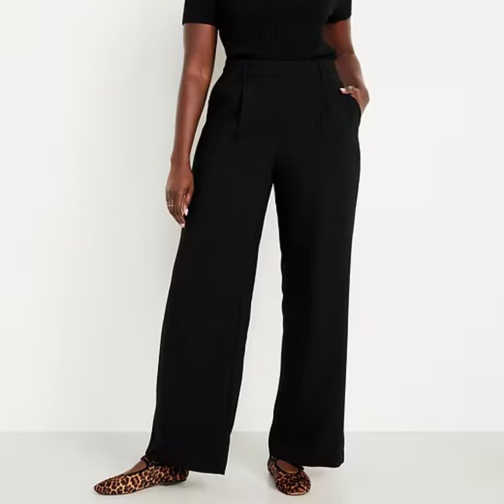 (2 pairs) High-Waisted Taylor Wide-Leg Trouser Pants Black 10/12
